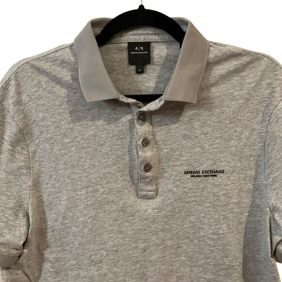 A|X Armani Exchange Men's Short Sleeve Gray Logo Polo Shirt Size Medium golf - Picture 2 of 16